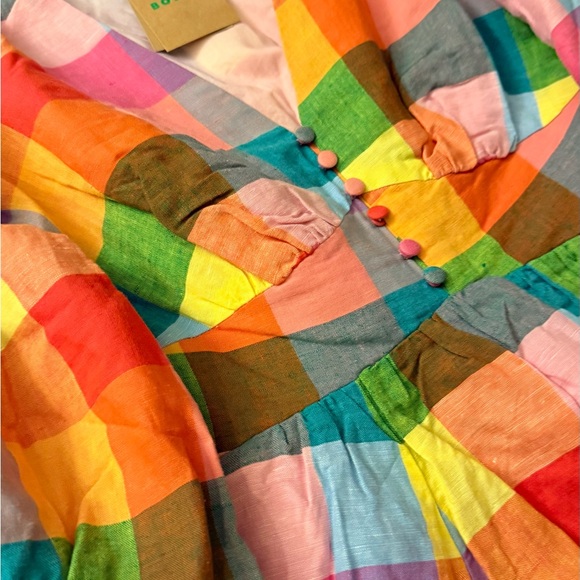 Boden Lola Blouson Rainbow Multi-Gingham Plaid Maxi Dress Women’s US size 4. - Picture 5 of 13